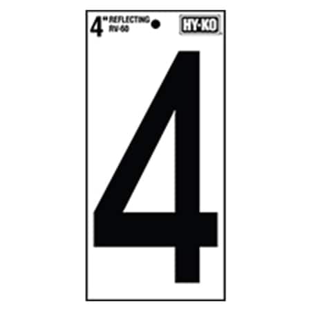 Hy-Ko 4In Reflective Number 4, 10PK B00570
